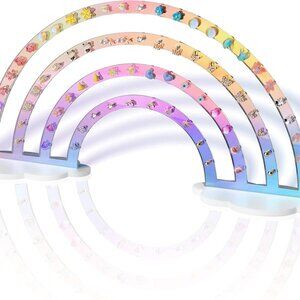 Iridescent Earrings Holder 74 Holes Display Rainbow Ear Studs Jewelry Show Rack